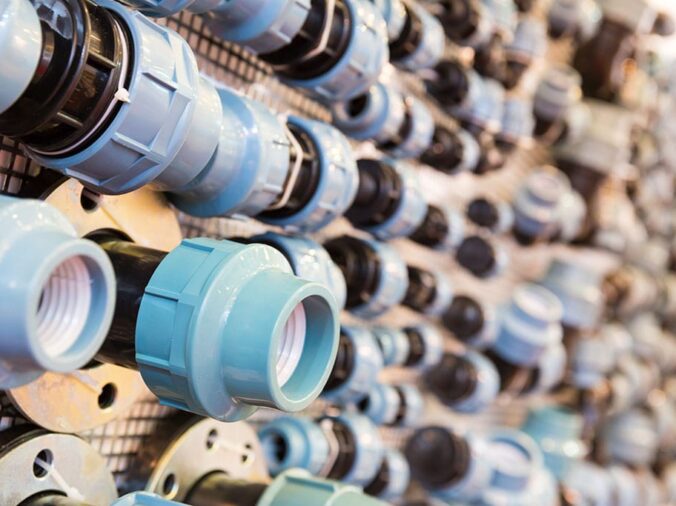 PVC polumbing unions on a plumbing supply store