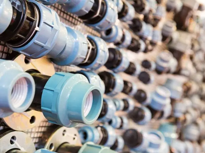 PVC polumbing unions on a plumbing supply store